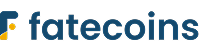 Nome "Fatecoins" nas cores azul e amarela